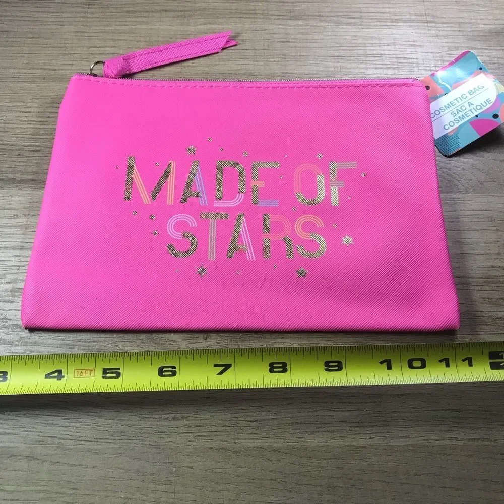Vibrant Pink 'Made of Stars' Cosmetic Makeup Bag
